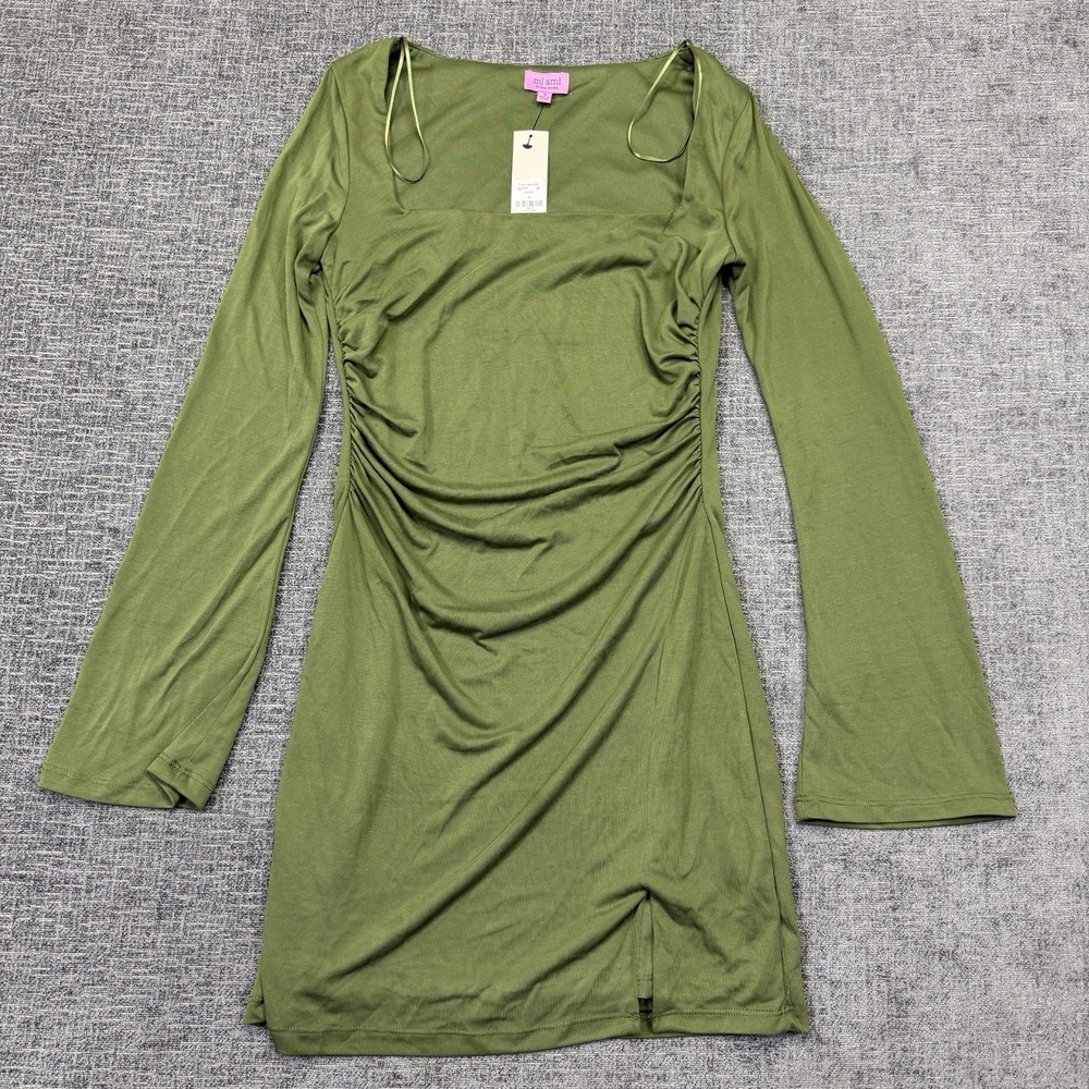 Francesca's Mi Ami Dress Women's Small Green Bell Sleeve Boho NWT